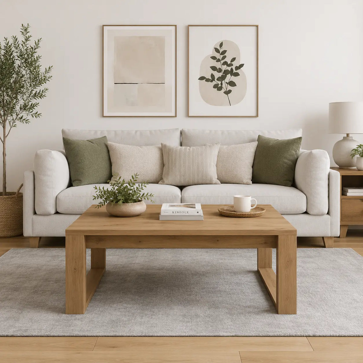 Table basse en bois massif au design minimaliste, finition naturelle, idéale pour salon moderne et chaleureux