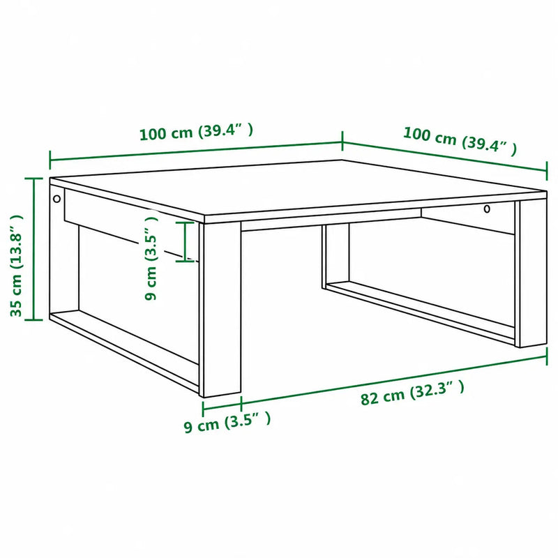 Table basse Carrée en Bois de Chêne 100x100  - Lorik - dimension 1
