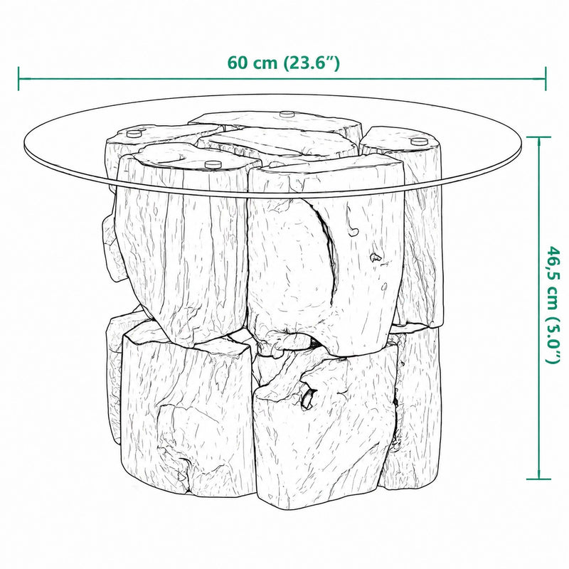 Table basse Design Ronde en Bois Flotté - Wudex - dimension 1