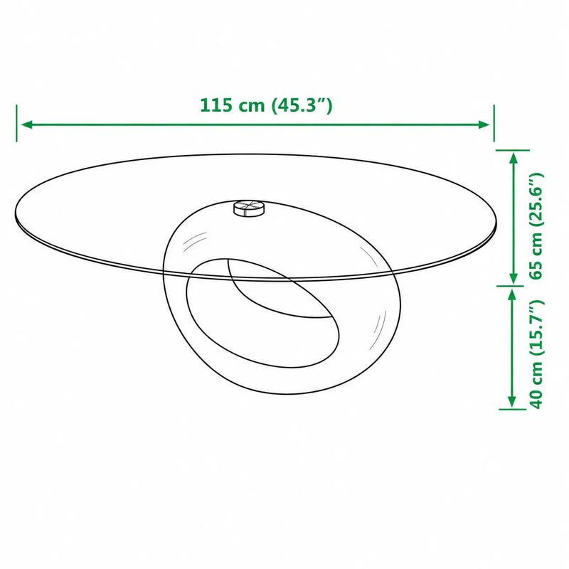 Table basse Design Ovale en Verre Blanche - Glassia - dimension 1
