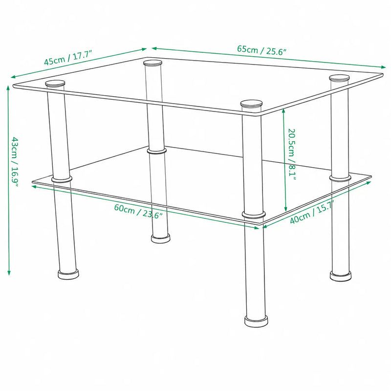 Table basse Moderne Rectangulaire en Verre - Vetra - dimension 1