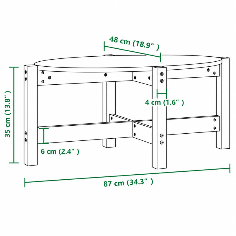 Table basse Ovale Noir en Bois Massif - Zylo - dimension 1