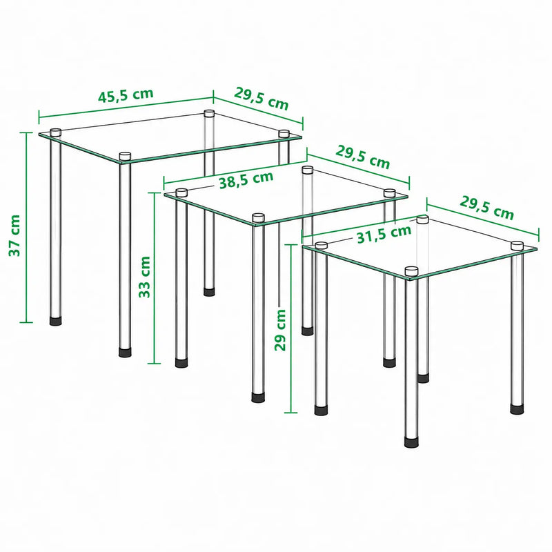 Tables basses Rectangulaires Gigognes en Verre - Nuvéa - dimension 1