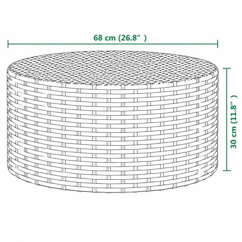 Table basse Ronde de Jardin en Rotin - Tropica - dimension 1