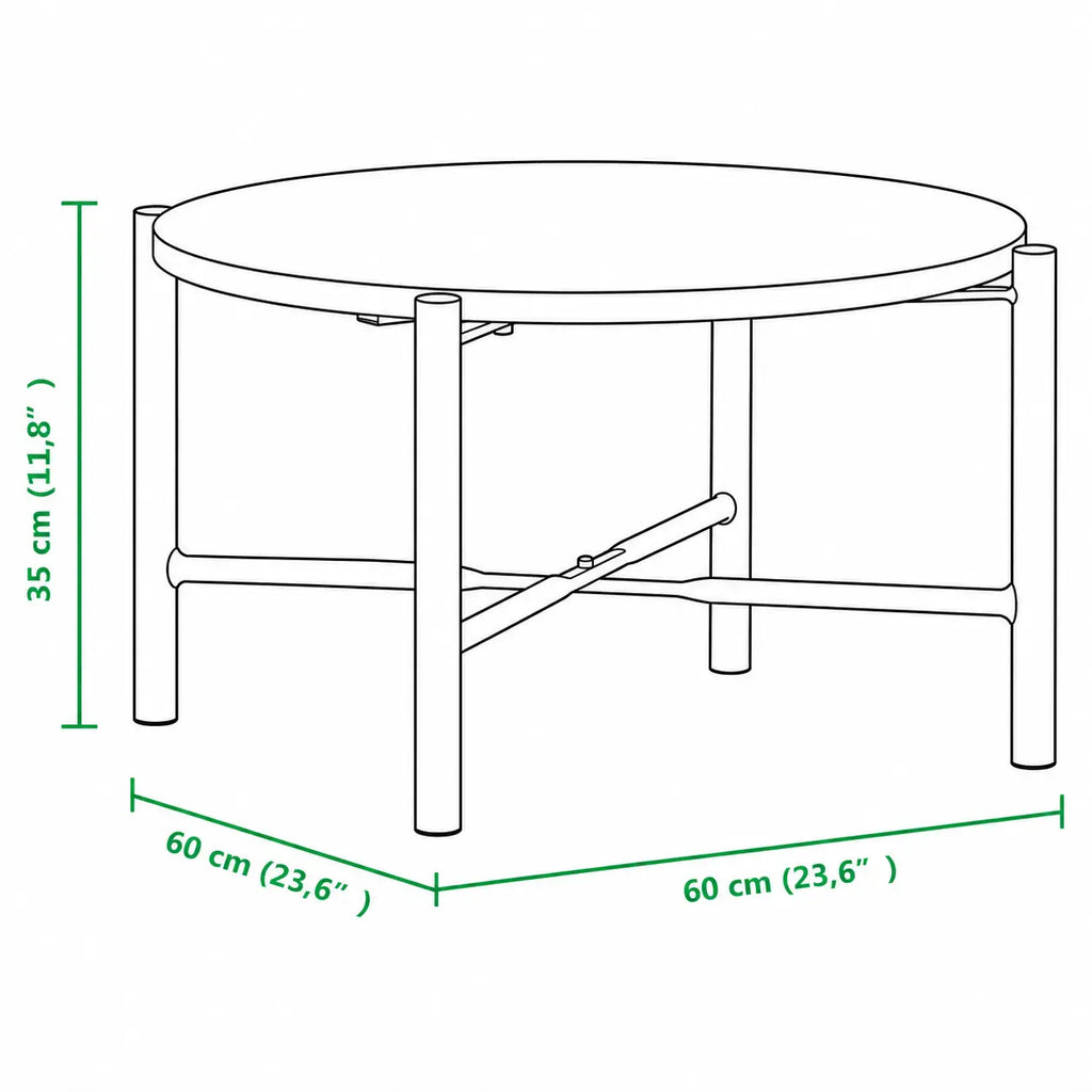Dimensions table basse ronde Monolith en marbre vert véritable avec structure dorée 60 x 35 cm