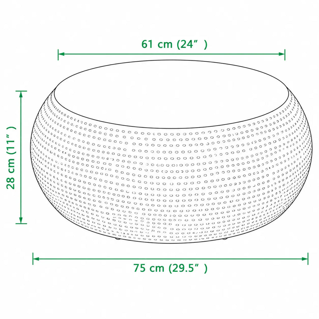 Table basse ronde argentée martelée de 75 cm, design contemporain avec finition texturée métallique