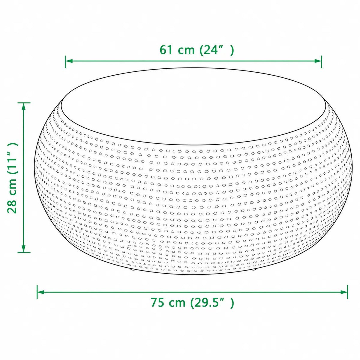 Table basse ronde argentée martelée de 75 cm, design contemporain avec finition texturée métallique