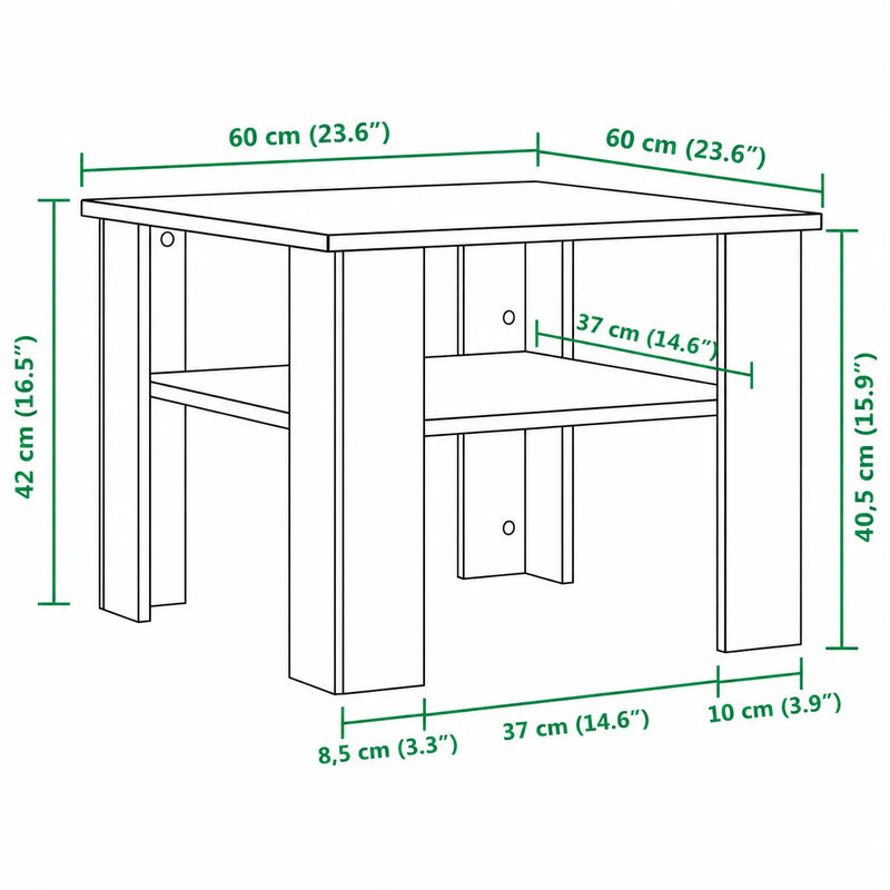 Table basse Carrée en Bois 60x60 - Kalya - dimension 1