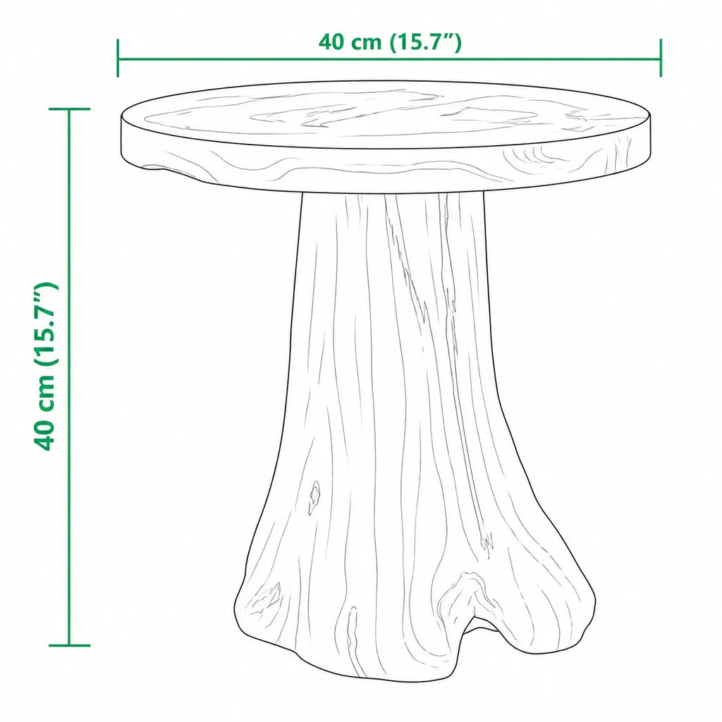 Schéma des dimensions d’une table d’appoint ronde en bois massif de 40 cm de diamètre et 40 cm de hauteur