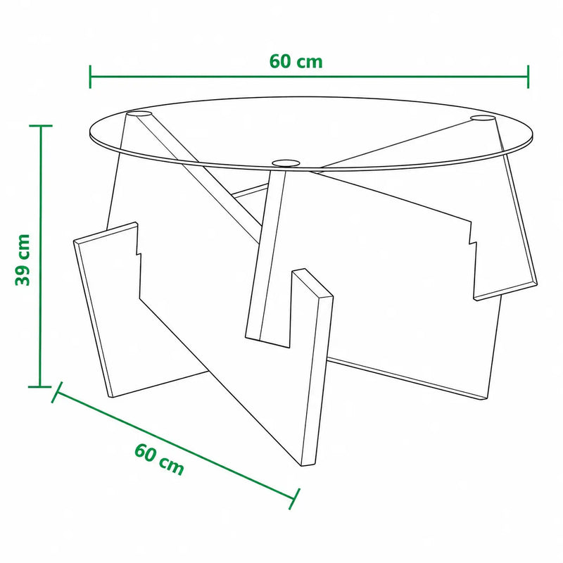 Table basse Design Ronde en Bois et Verre - Crystilla - dimension 1