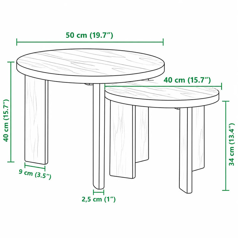 Tables basses Gigognes Rondes en Bois - Legacia - dimension 1