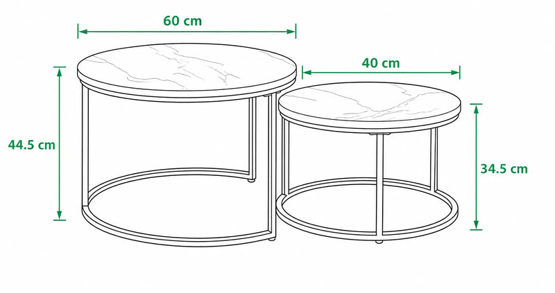 Tables basses Gigognes style Marbre - Marbria - dimension 1