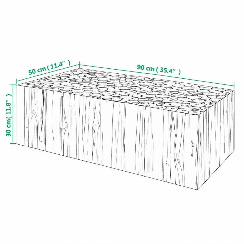 Schéma dimensions table basse Japandi Hikari en bois de teck, 90 x 50 x 30 cm, design rectangulaire minimaliste