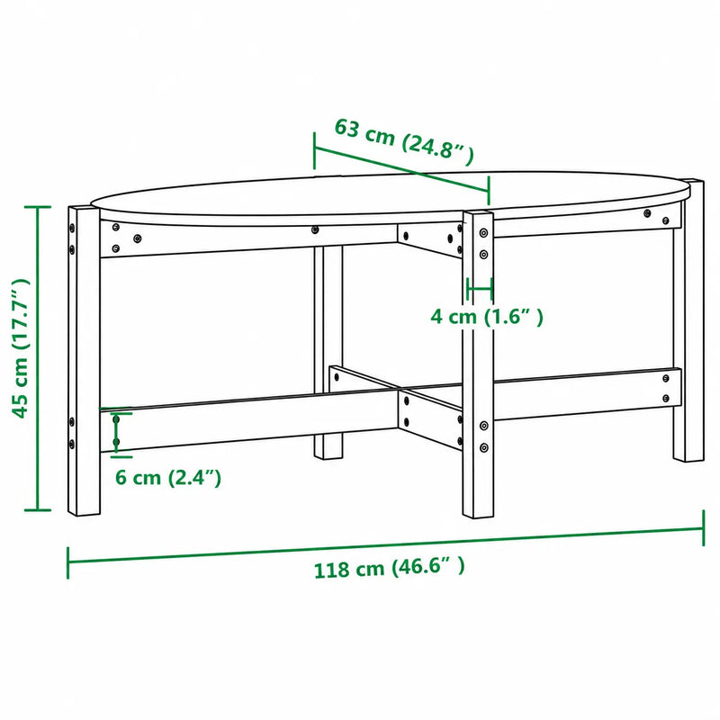 Table basse Ovale en Bois Massif - Oryn - dimension 1