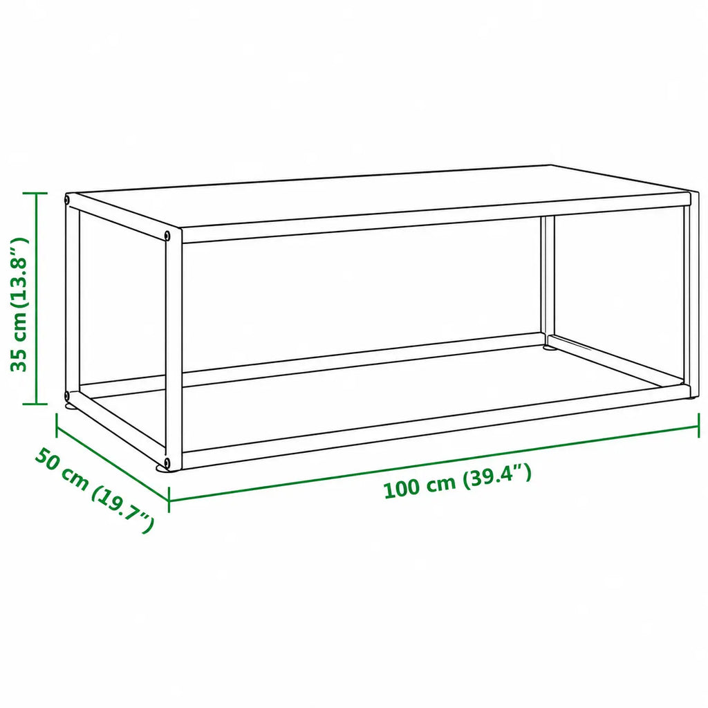Dimensions table basse rectangulaire moderne 100 cm avec structure minimaliste noire et plateau marbre