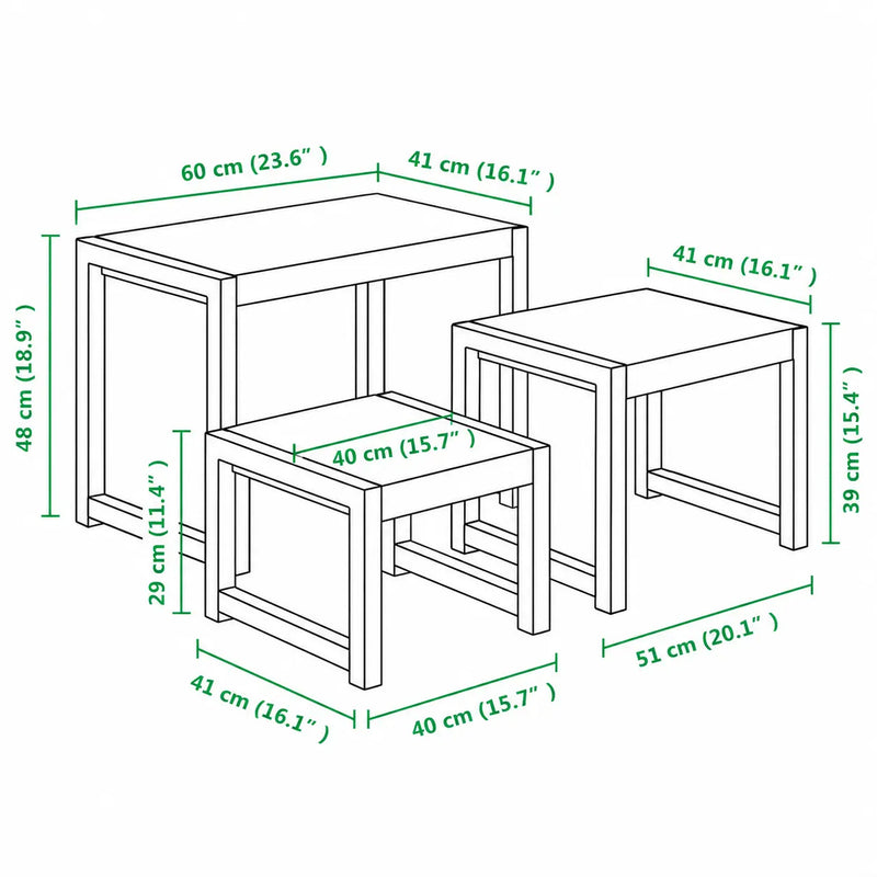 Table basse Rectangulaire Gigognes - Flowa - dimension 1