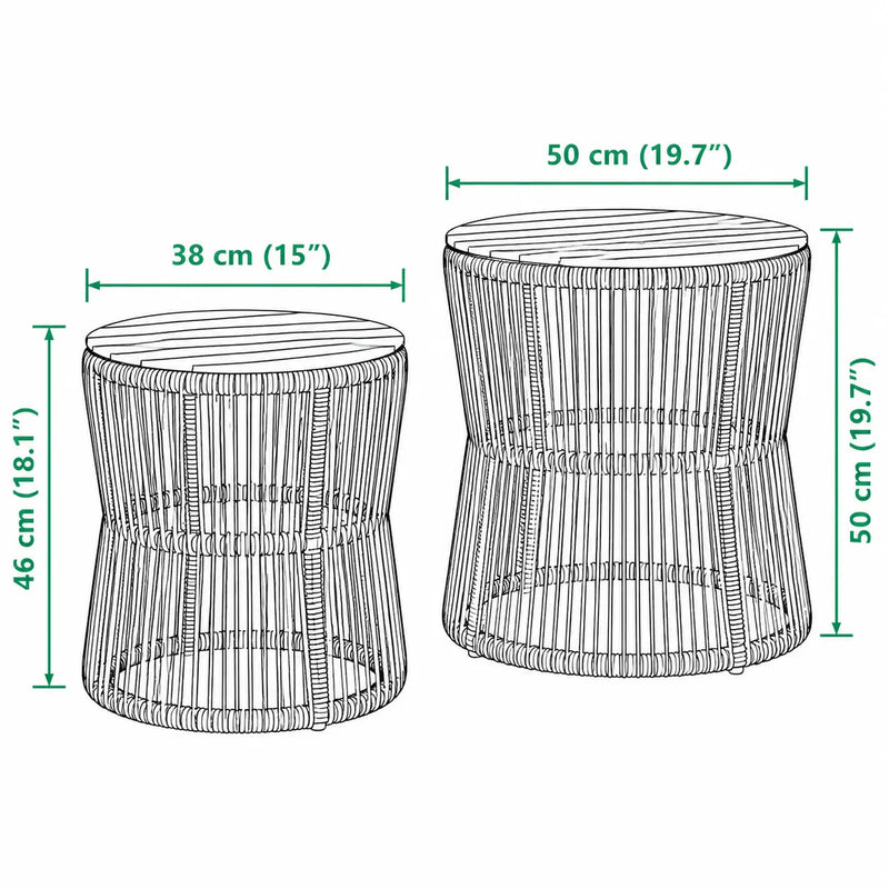 Tables basses Rondes de Jardin en Rotin - Structa - dimension 1