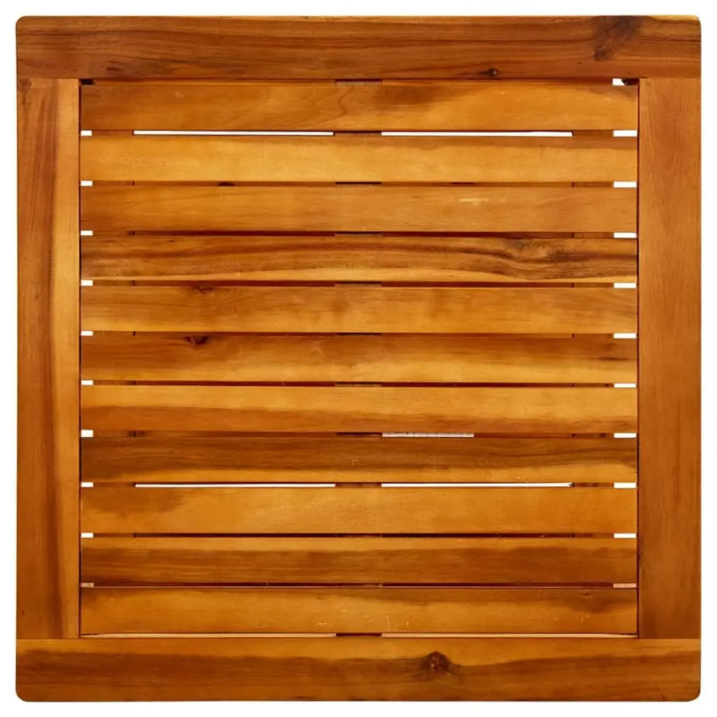 Vue dessus table basse carrée Savara en bois à lattes pour intérieur et extérieur moderne