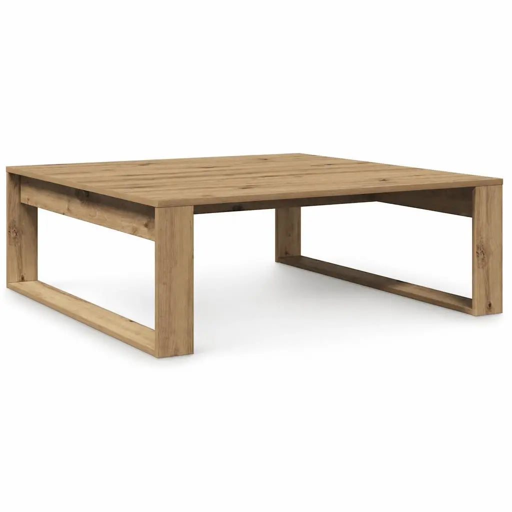 Table basse rectangulaire en bois naturel, design minimaliste avec structure ouverte et finition chaleureuse moderne