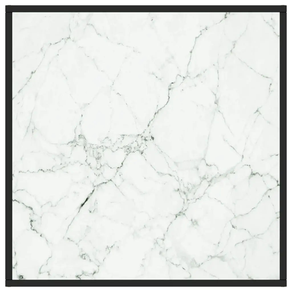 Plateau carré effet marbre blanc avec bordure noire pour table basse moderne et raffinée