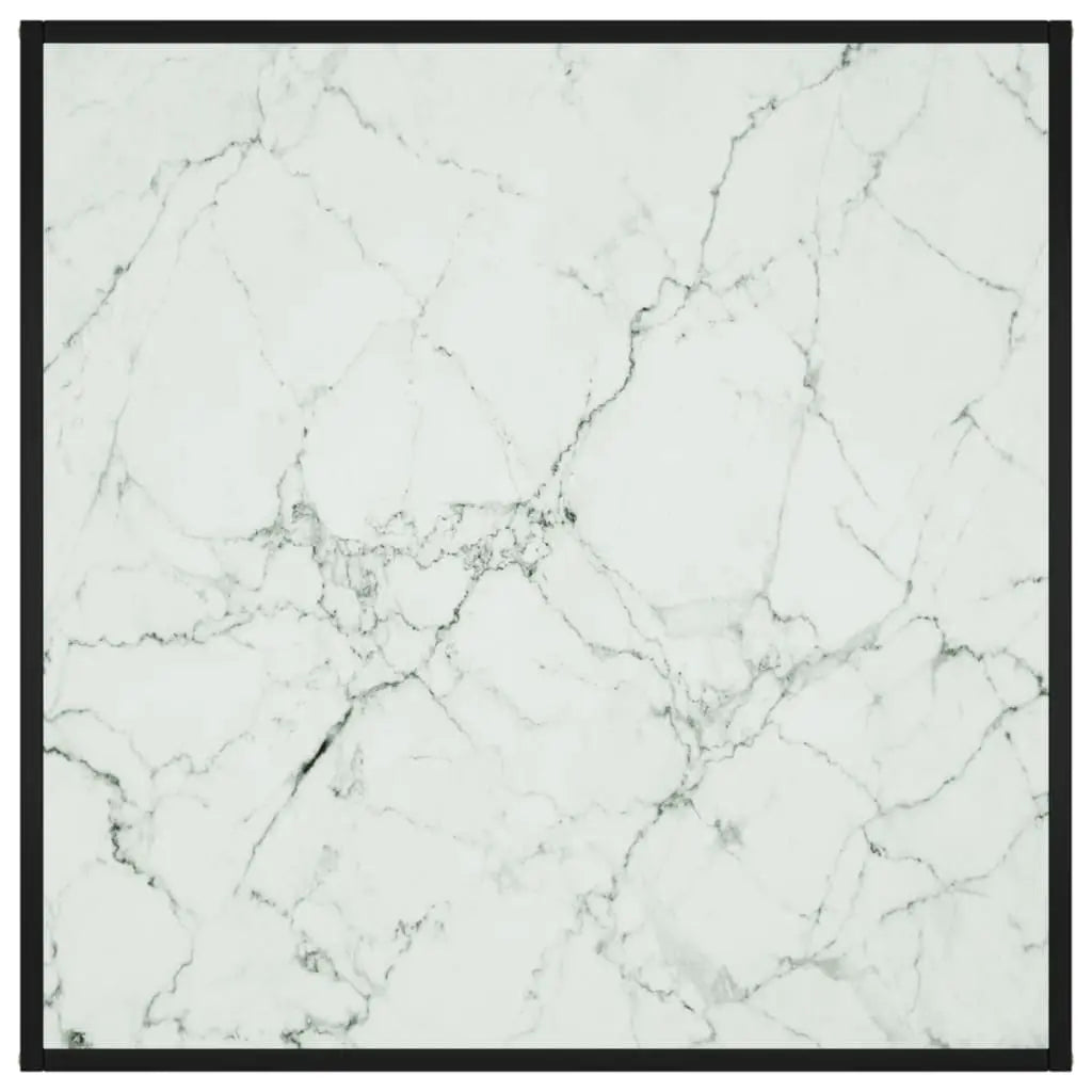 Plateau table basse Pearla effet marbre blanc avec veines grises et contour noir contemporain