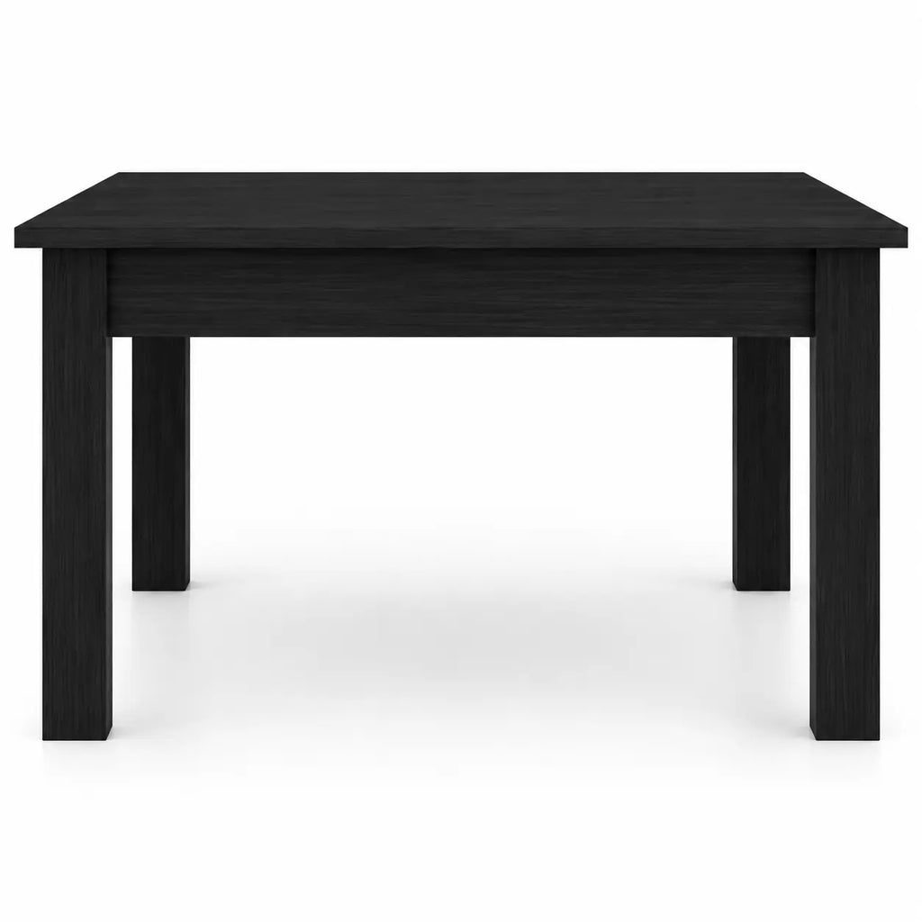 Table basse noire rectangulaire en bois avec pieds droits et design moderne aux lignes épurées