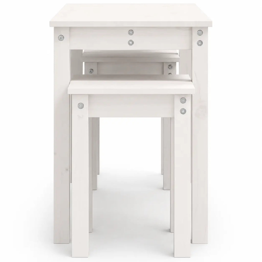 Ensemble table repas blanc compact avec tabourets emboîtables, design minimaliste gain de place pour petits espaces