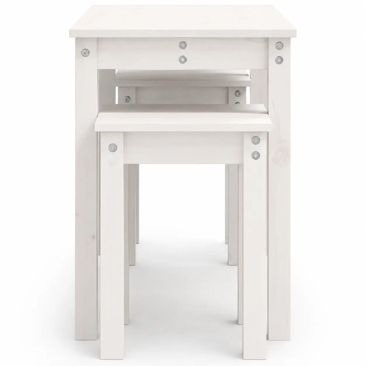 Ensemble table repas blanc compact avec tabourets emboîtables, design minimaliste gain de place pour petits espaces