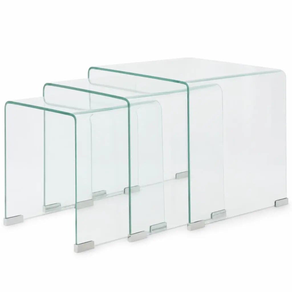 Tables basses Gigognes Carrées en Verre Arlune avec design transparent moderne et minimaliste