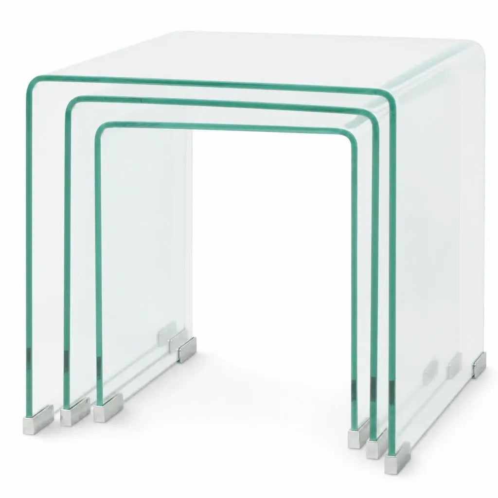 Tables basses Gigognes Carrées en Verre Arlune avec structure transparente au style contemporain
