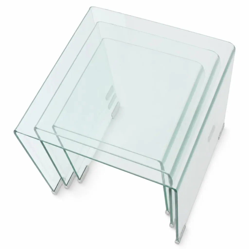 Tables basses Gigognes Carrées en Verre Arlune transparentes avec design moderne et compact