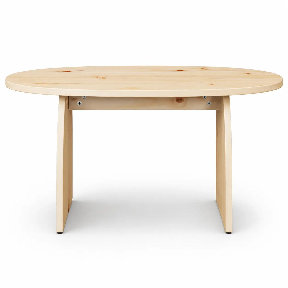 Table basse ovale en bois naturel avec pieds incurvés et design minimaliste scandinave élégant