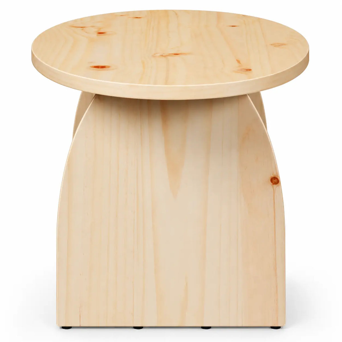 Table basse ronde en bois clair avec base sculptée et design scandinave minimaliste moderne
