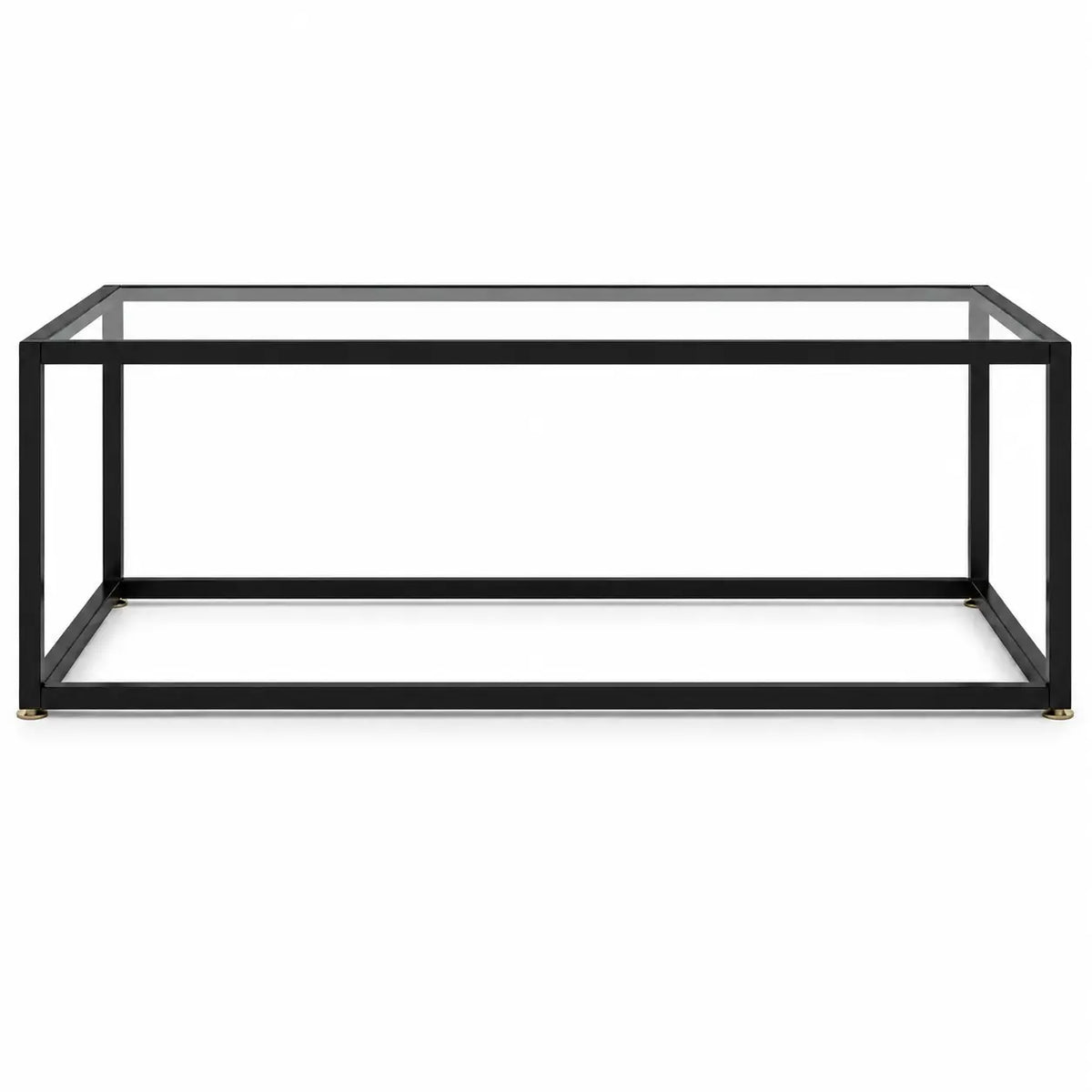 Table basse rectangulaire en verre Rectra avec cadre noir géométrique et style industriel moderne