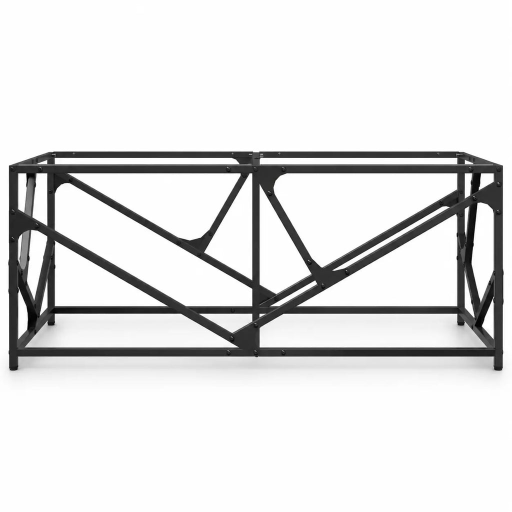 Structure de table basse industrielle noire avec cadre géométrique en métal au design moderne