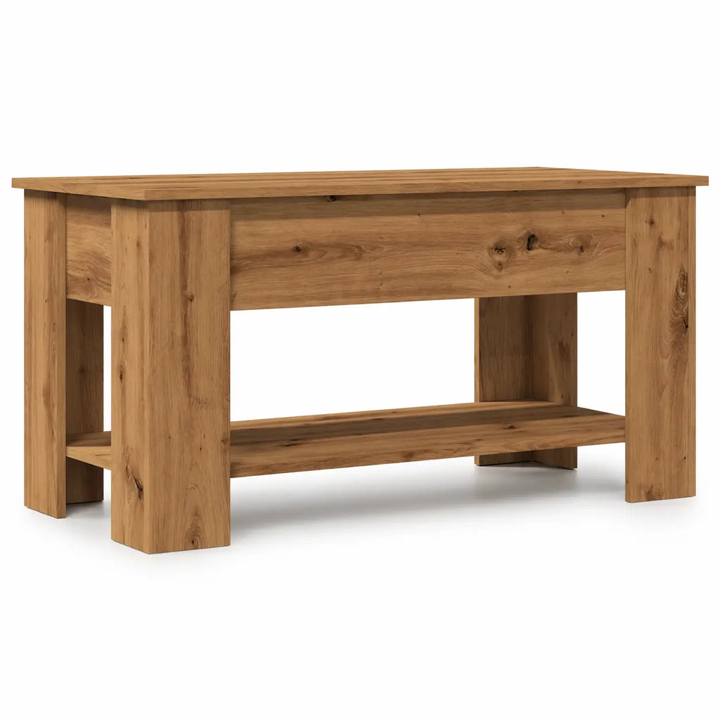 Table basse Sylvane en bois naturel avec étagère inférieure et design rectangulaire moderne