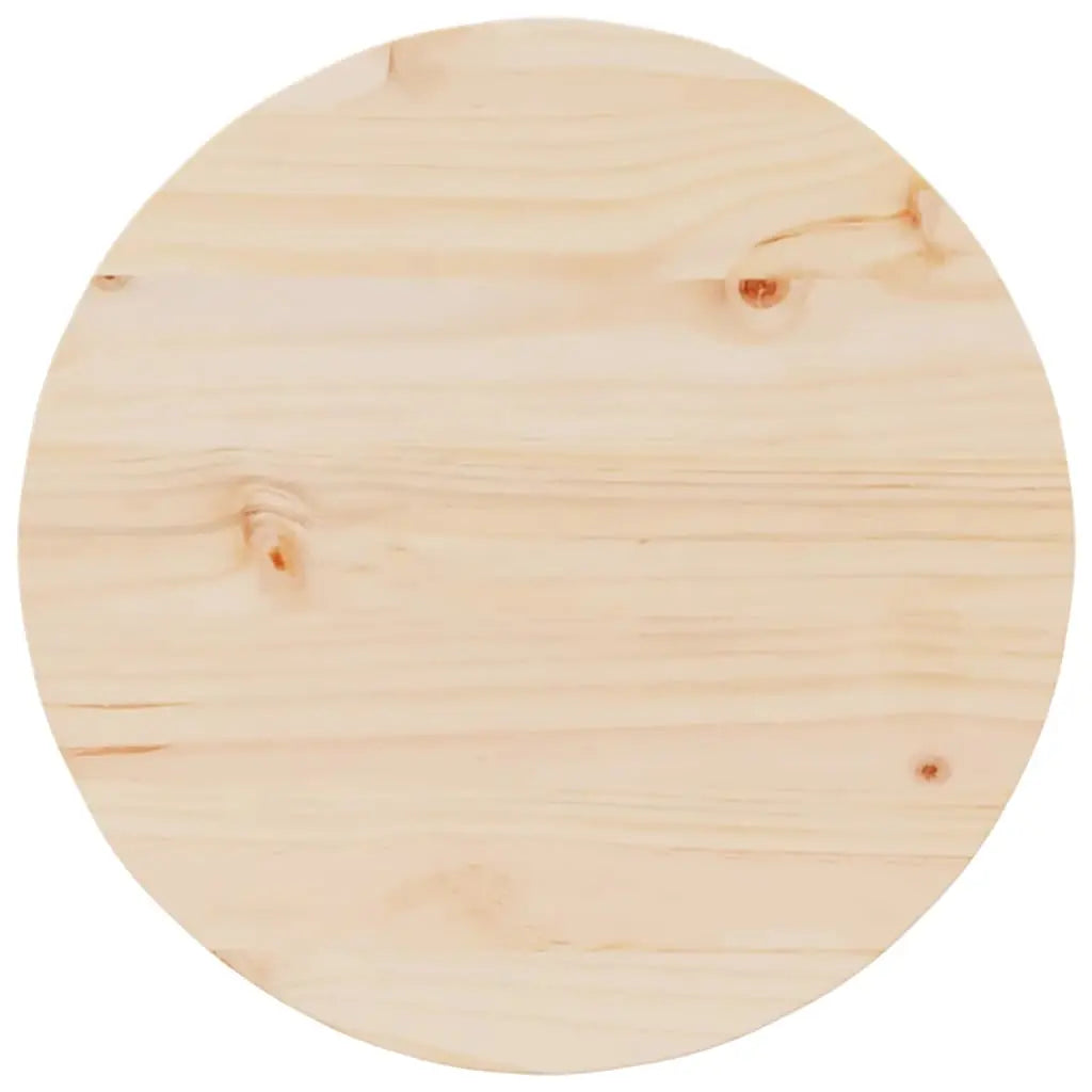 Vue du dessus du plateau rond en bois naturel avec veinage apparent, pour table d’appoint au design minimaliste moderne
