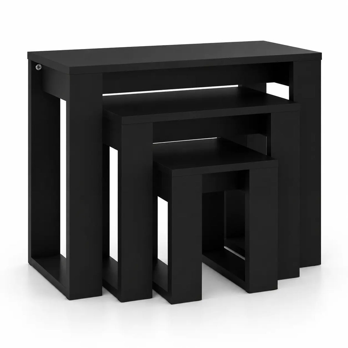Lot de tables basses gigognes noires avec design moderne minimaliste pour salon contemporain