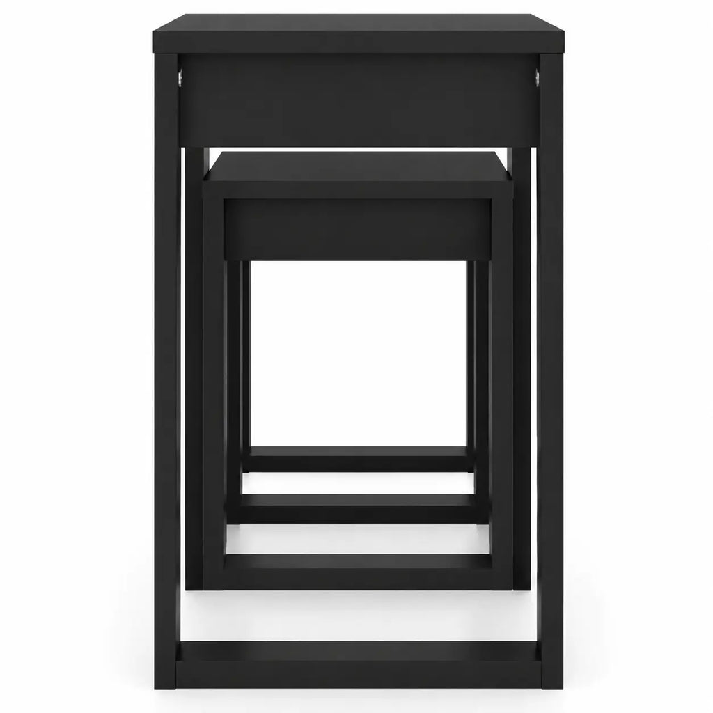 Lot de tables basses gigognes noires emboîtables avec design moderne compact pour petit espace