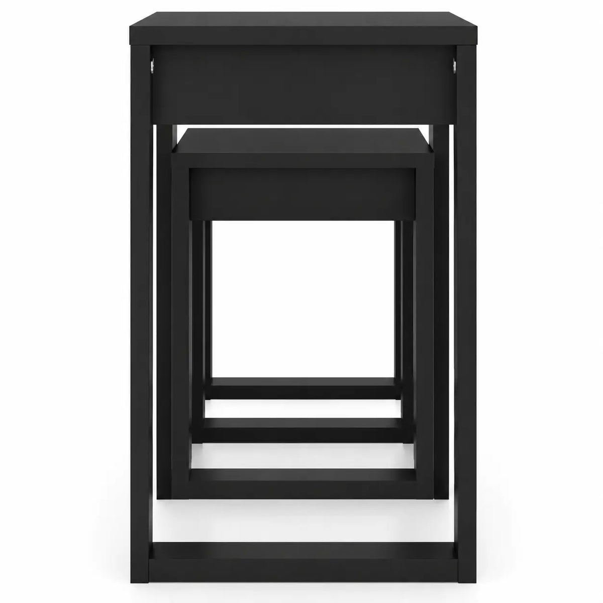 Lot de tables basses gigognes noires emboîtables avec design moderne compact pour petit espace