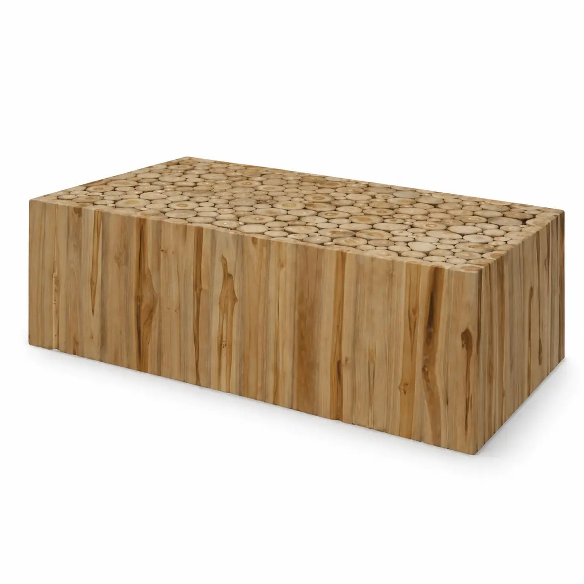Table basse Japandi Hikari en bois de teck massif, design rectangulaire minimaliste avec finition naturelle artisanale