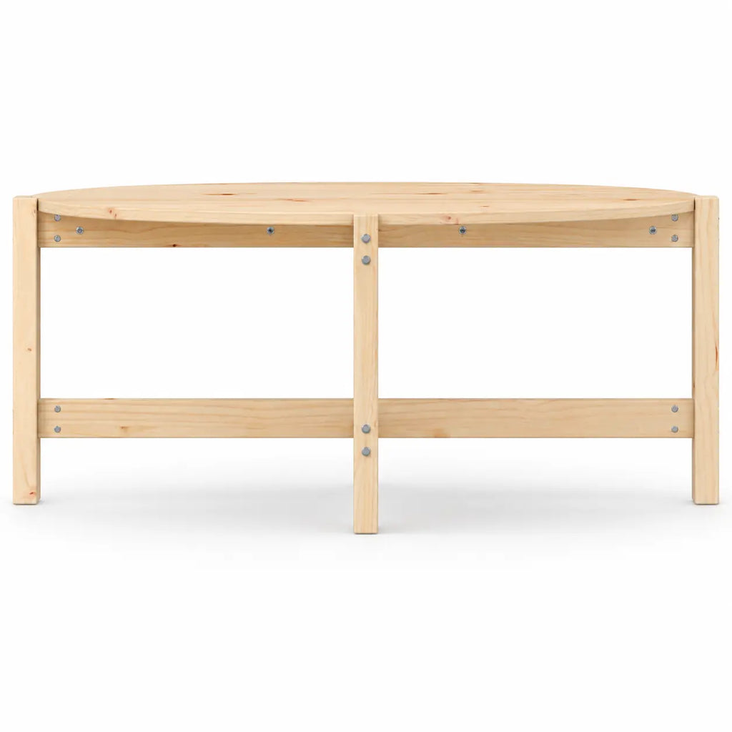 Table basse ovale en bois naturel avec structure minimaliste et finition claire style scandinave