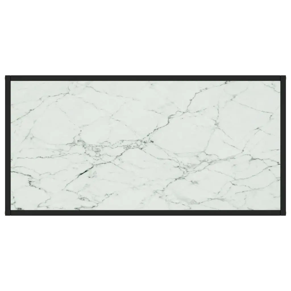 Plateau effet marbre blanc avec bordure noire pour table basse moderne au style minimaliste