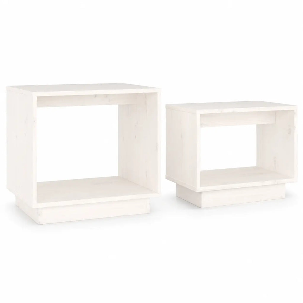 Tables basses gigognes carrées blanches avec structure ouverte au style minimaliste moderne