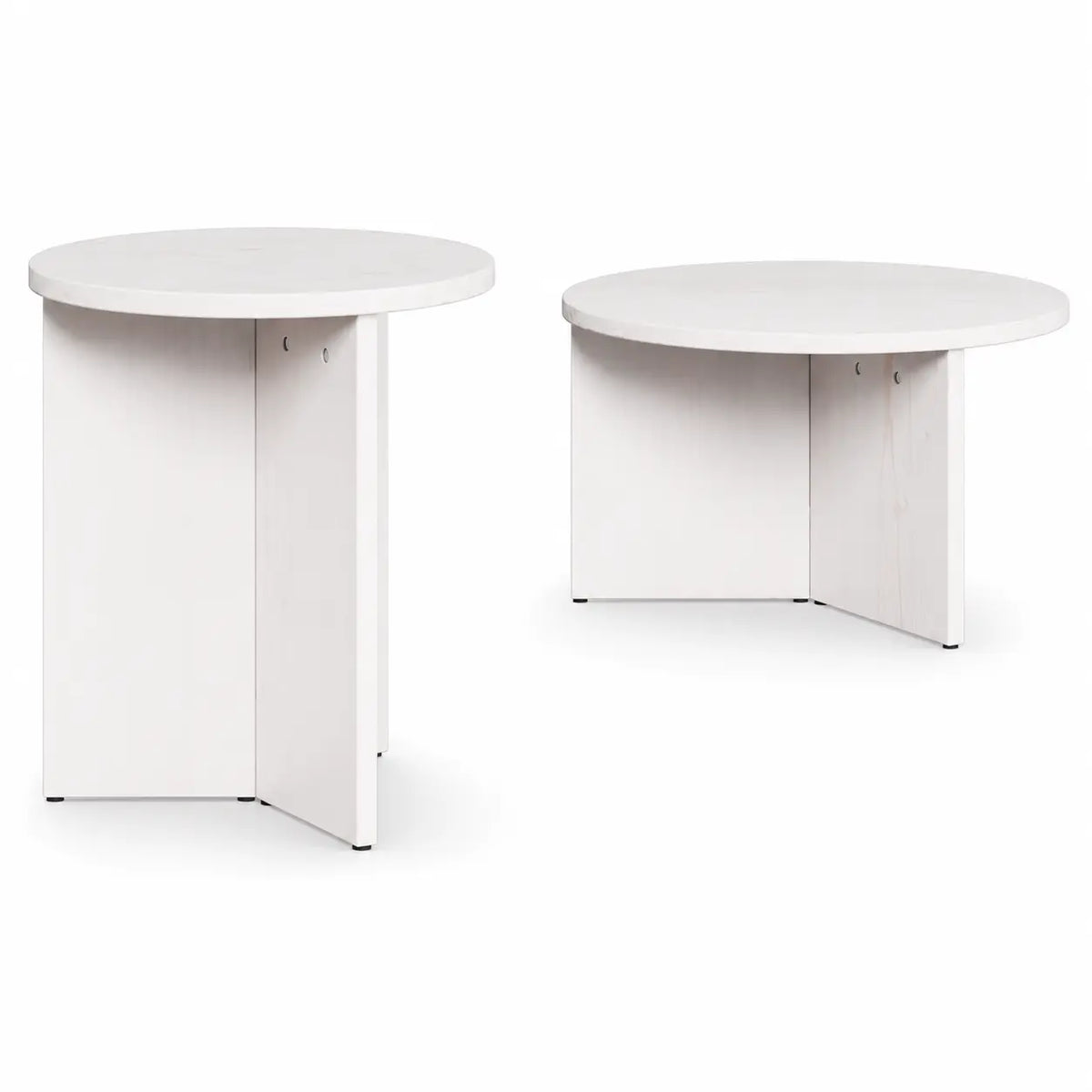 Lot de 2 tables d’appoint, tables basses blanches rondes, design minimaliste moderne pour salon, chambre ou petits espaces