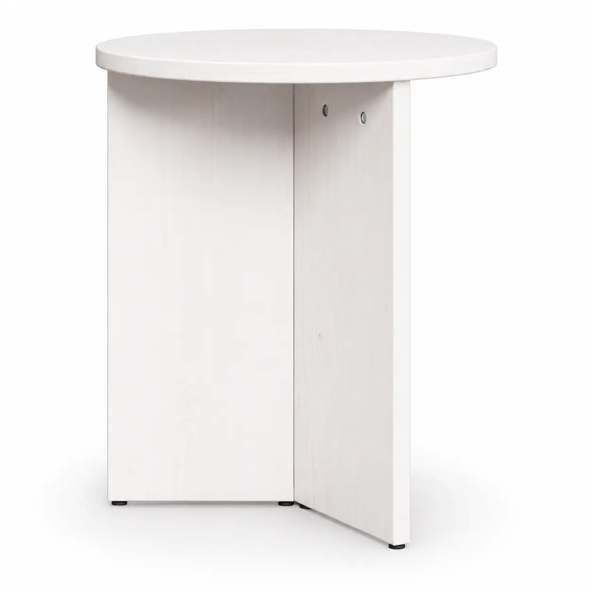 Table basse blanche ronde, design minimaliste moderne avec base croisée compacte pour salon ou chambre
