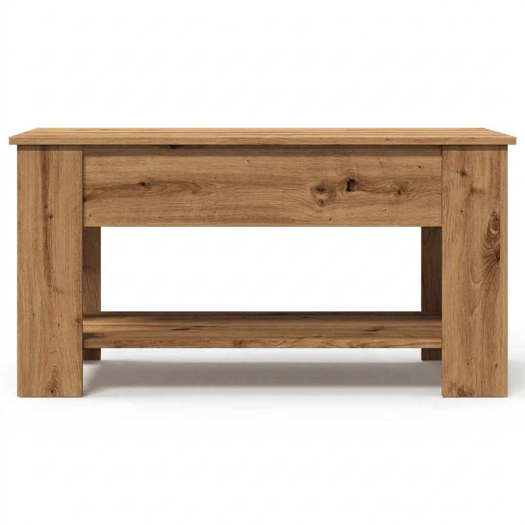 Table basse rectangulaire Sylvane en bois naturel avec étagère basse et design moderne épuré